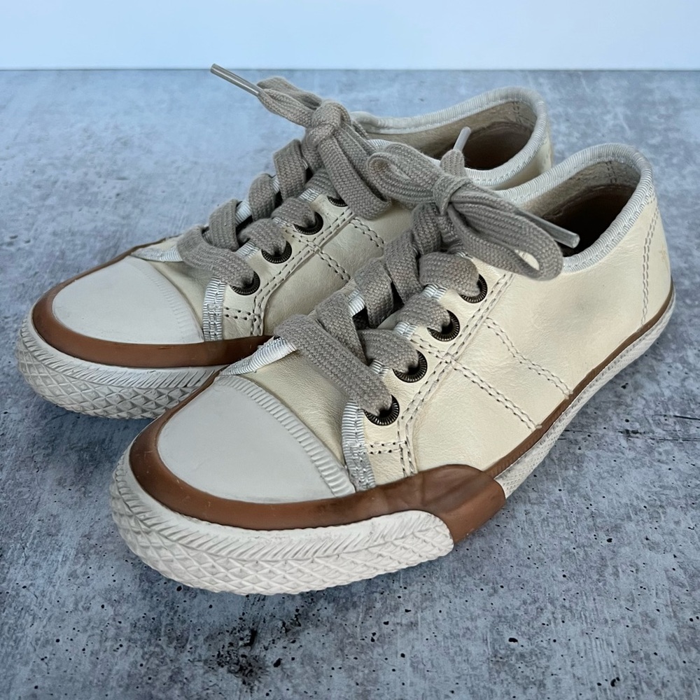 FRYE Greene Leather Low Lace Kids Sneaker cream 13